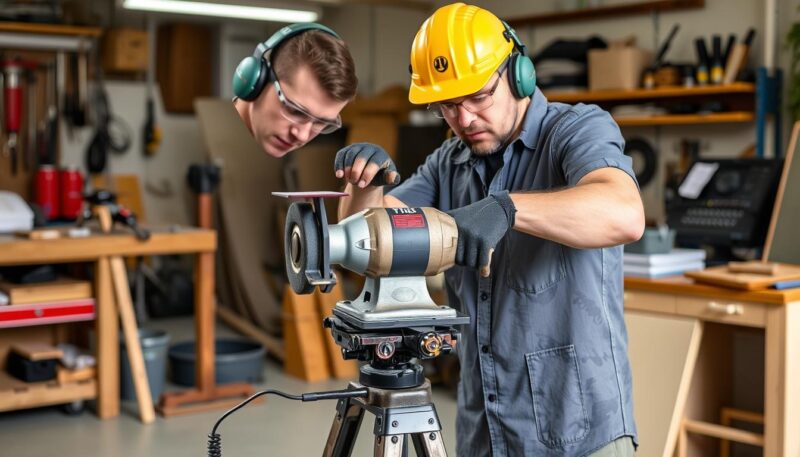 montaža brusilice na stalak montaža brusilice na stalak