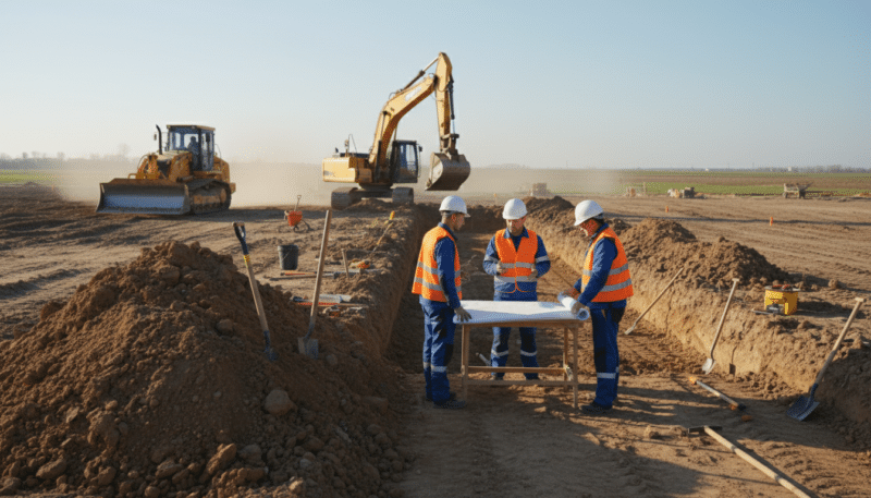 припрема земљишта за тракасти темељ